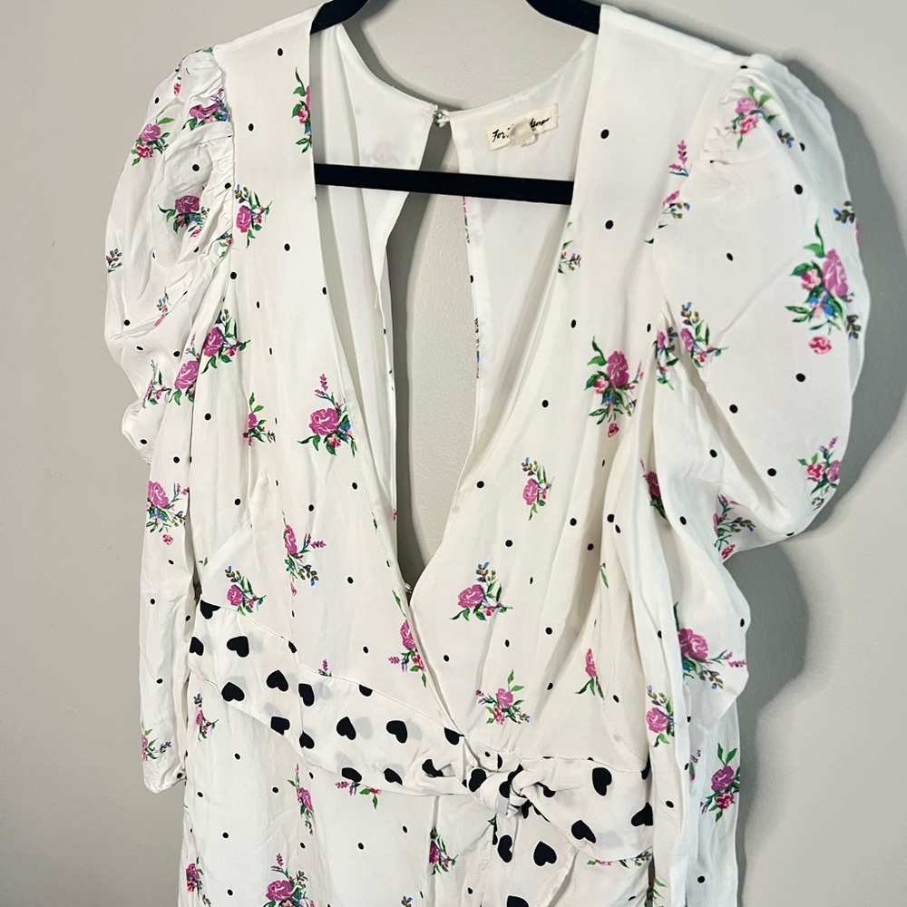 For Love & Lemons Polka Dot & Floral Mini Dress
